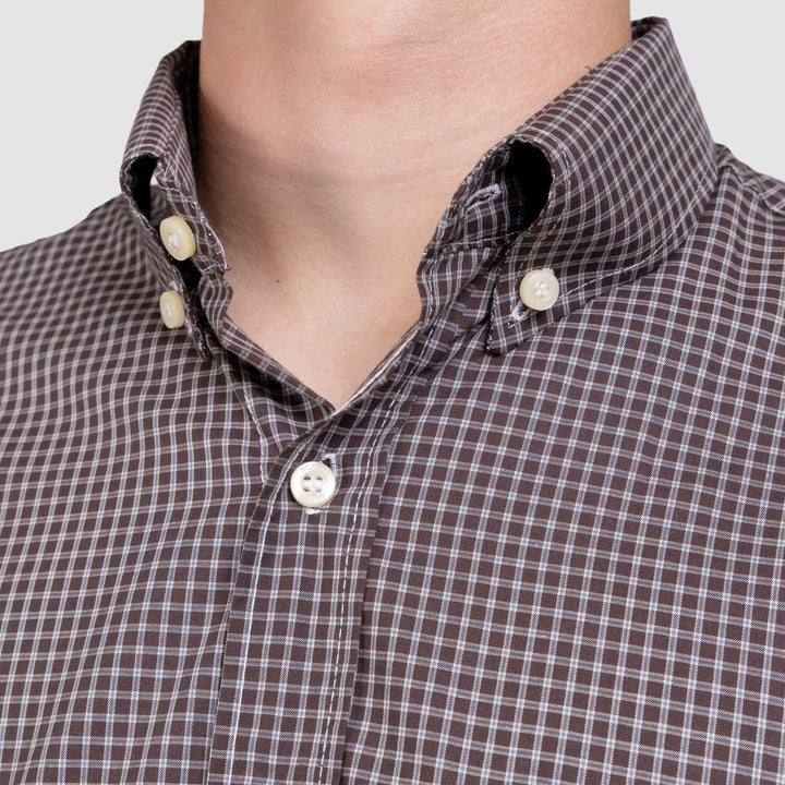 Camisa Xadrez Manga Longa Masculina - Marrom/Branco - Strut