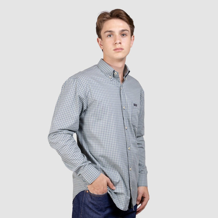 Camisa Xadrez Manga Longa Masculina - Verde/Azul - Strut