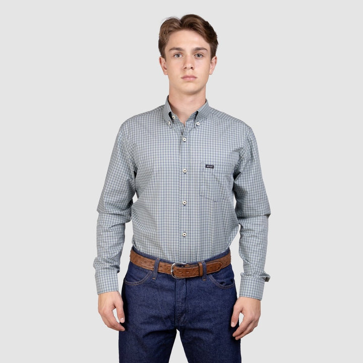 Camisa Xadrez Manga Longa Masculina - Verde/Azul - Strut