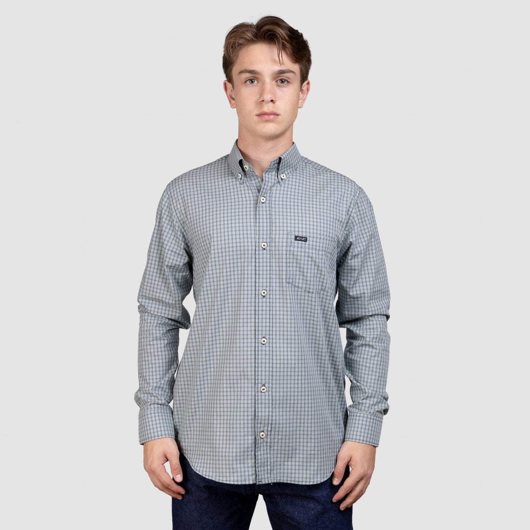 Camisa Xadrez Manga Longa Masculina - Verde/Azul - Strut