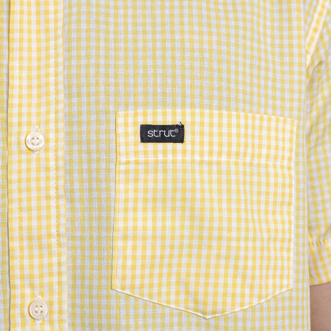 Camisa Xadrez Masculina Manga Curta - Amarela - Strut