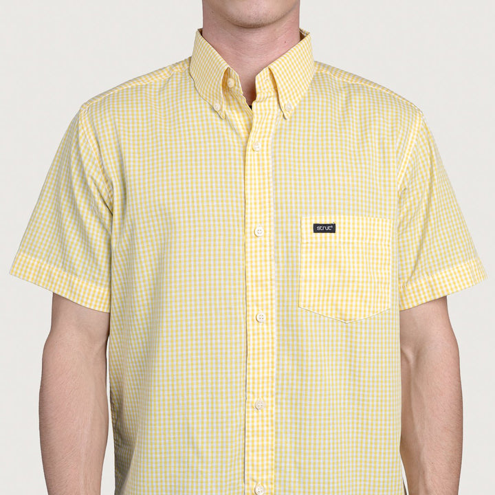 Camisa Xadrez Masculina Manga Curta - Amarela - Strut