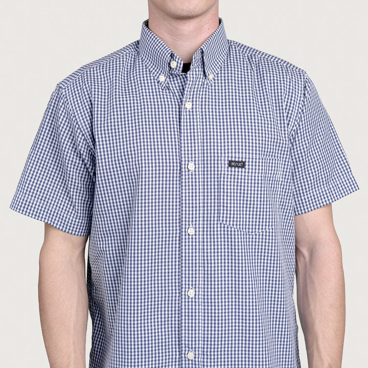 Camisa Xadrez Masculina Manga Curta - Azul Escuro - Strut