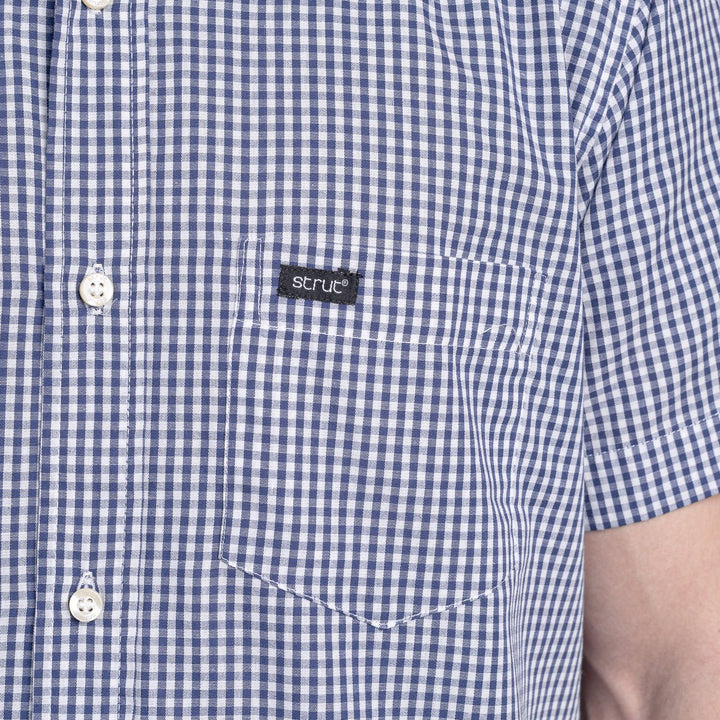 Camisa Xadrez Masculina Manga Curta - Azul Escuro - Strut