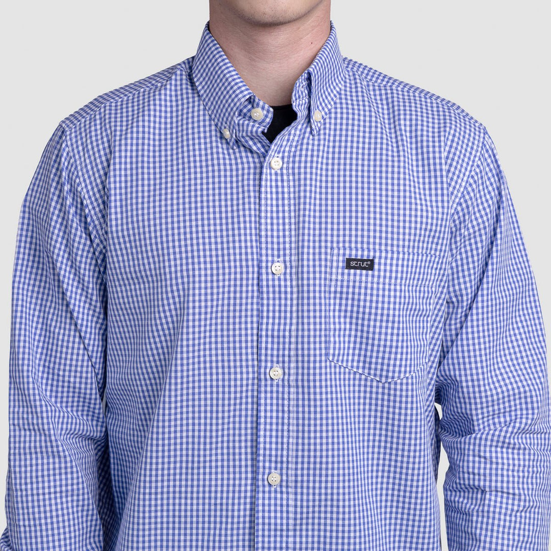 Camisa Xadrez Masculina Manga Longa - Azul Claro - Strut