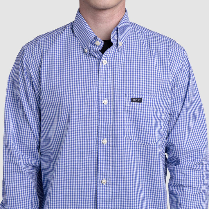 Camisa Xadrez Masculina Manga Longa - Azul Claro - Strut