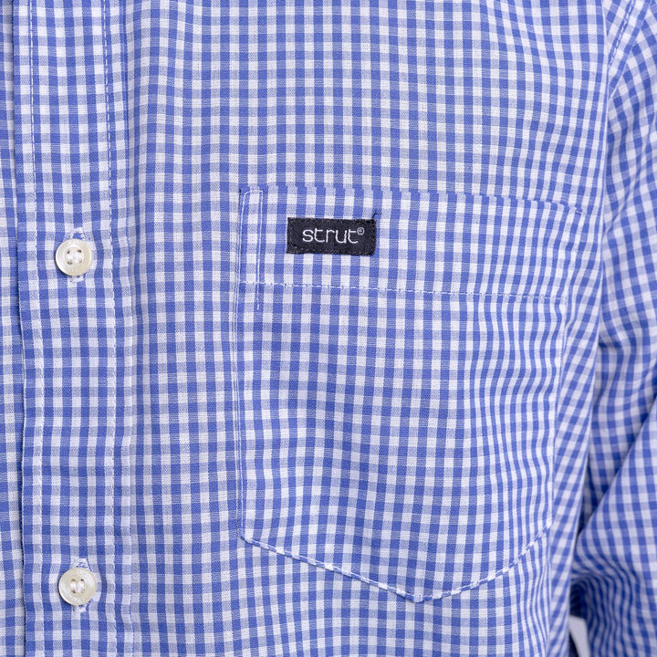 Camisa Xadrez Masculina Manga Longa - Azul Claro - Strut