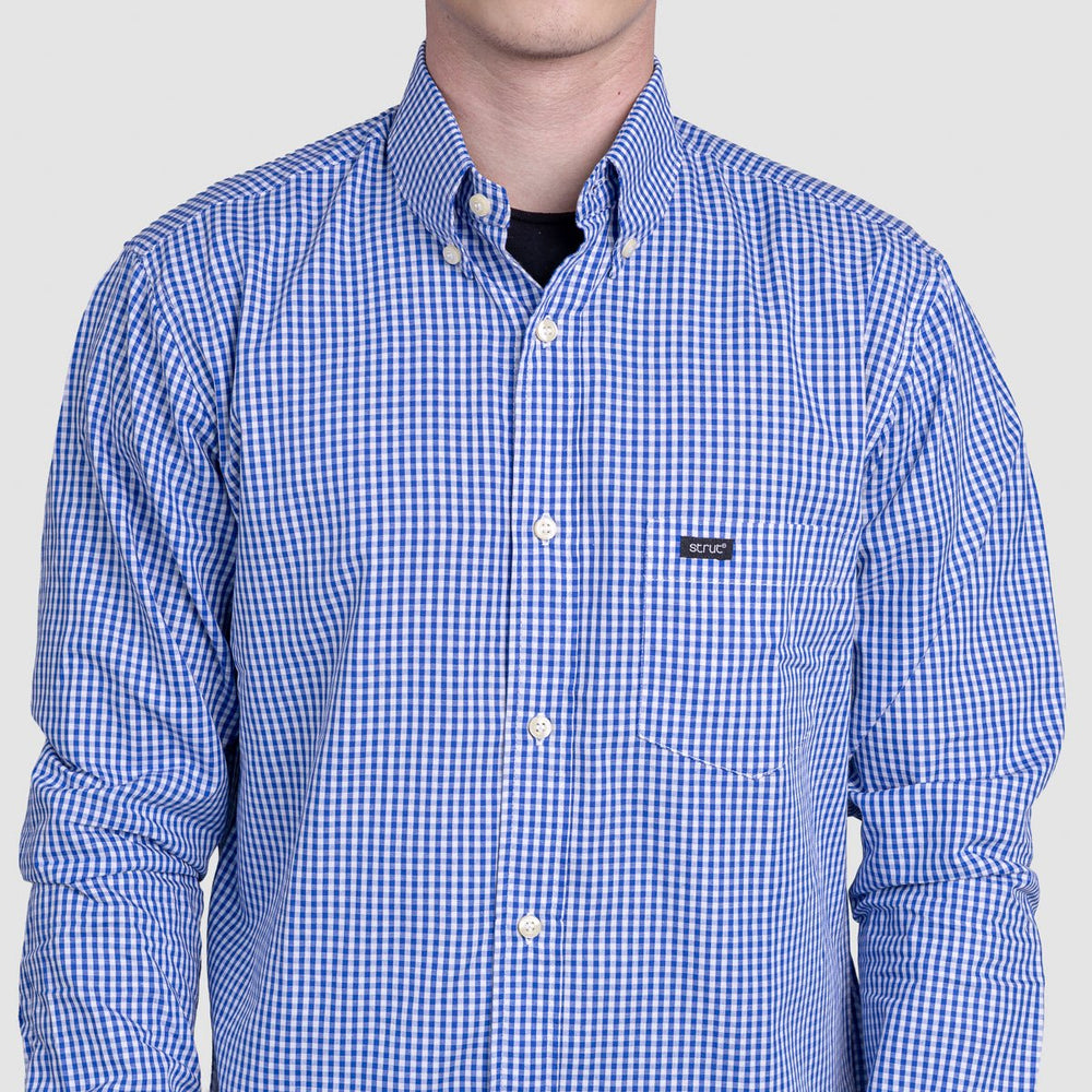 Camisa Xadrez Masculina Manga Longa - Azul Escuro - Strut