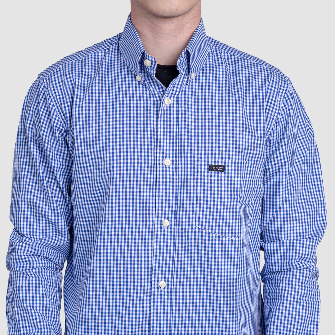 Camisa Xadrez Masculina Manga Longa - Azul Escuro - Strut