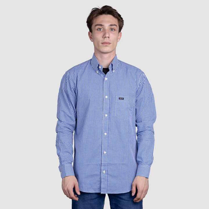 Camisa Xadrez Masculina Manga Longa - Azul Escuro - Strut