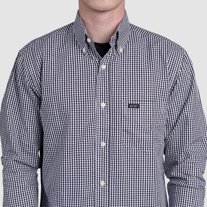 Camisa Xadrez Masculina Manga Longa - Preto/Branco - Strut