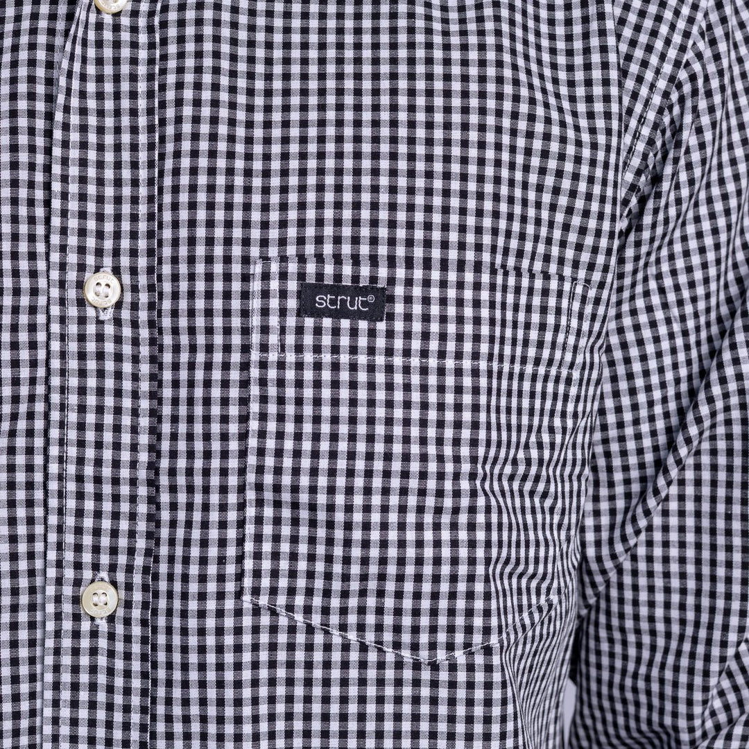Camisa Xadrez Masculina Manga Longa - Preto/Branco - Strut