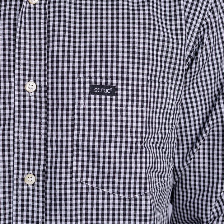 Camisa Xadrez Masculina Manga Longa - Preto/Branco - Strut