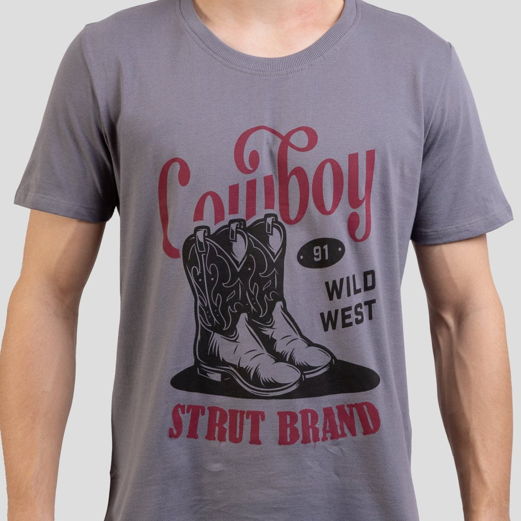 Camiseta Basica Masculina Estampada Strut Cinza - Strut