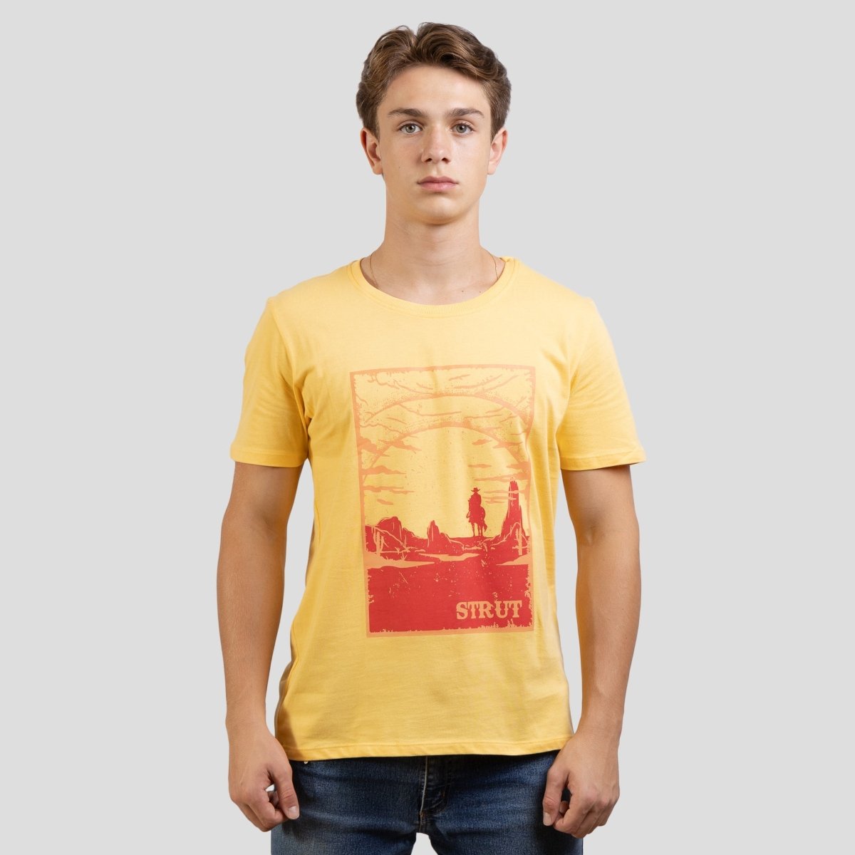 Camiseta Básica Strut Estampa Deserto Amarela - Strut