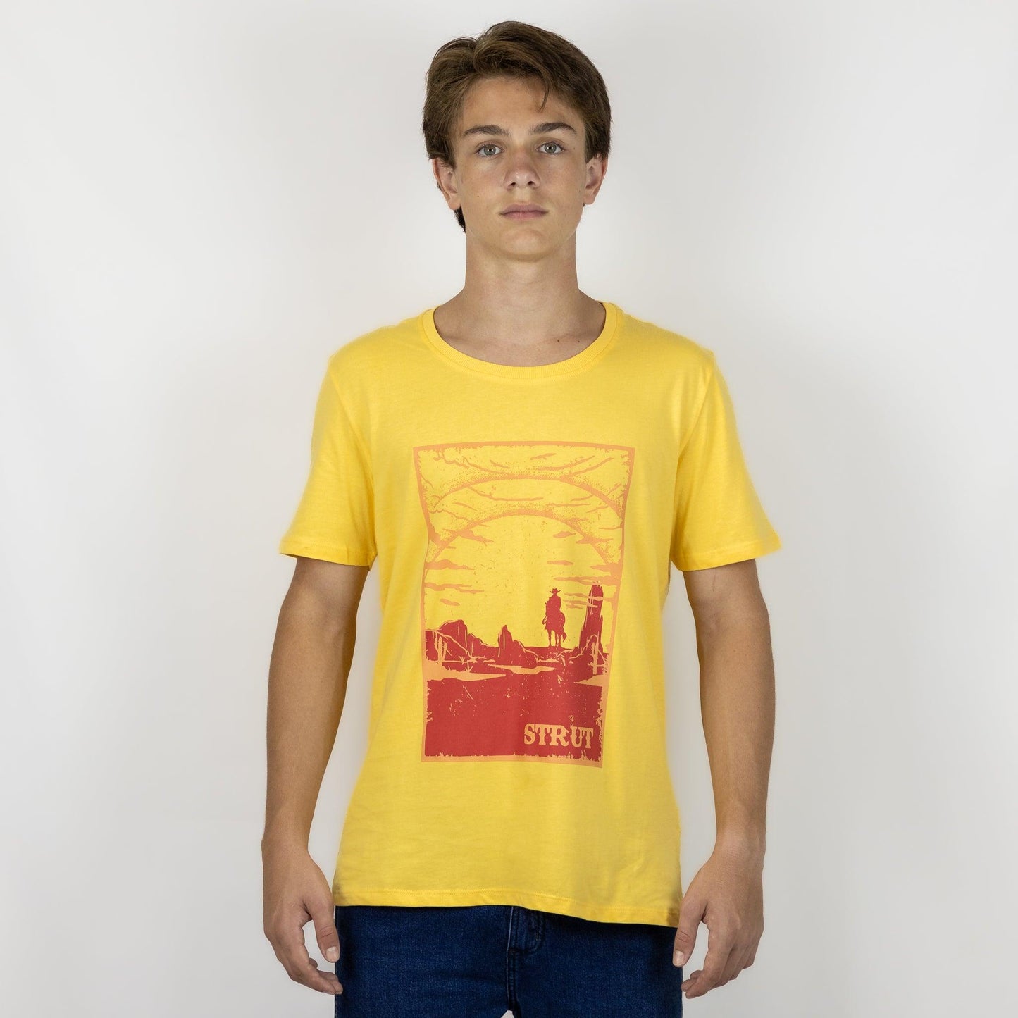 Camiseta Básica Strut Estampa Deserto Amarela - Strut