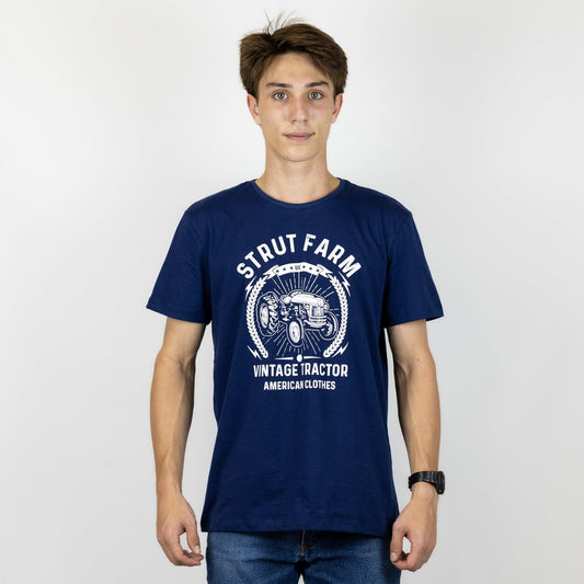 Camiseta Básica Strut Vintage Tractor Azul Marinho - Strut