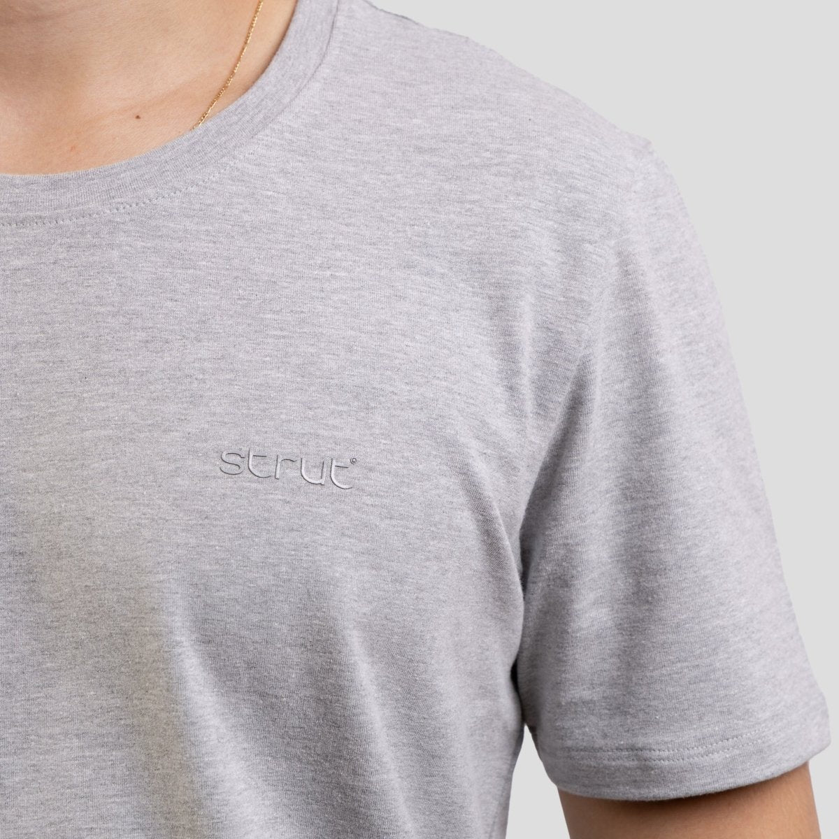 Camiseta Gola Careca Strut Basica Lisa Cinza Mescla - Strut