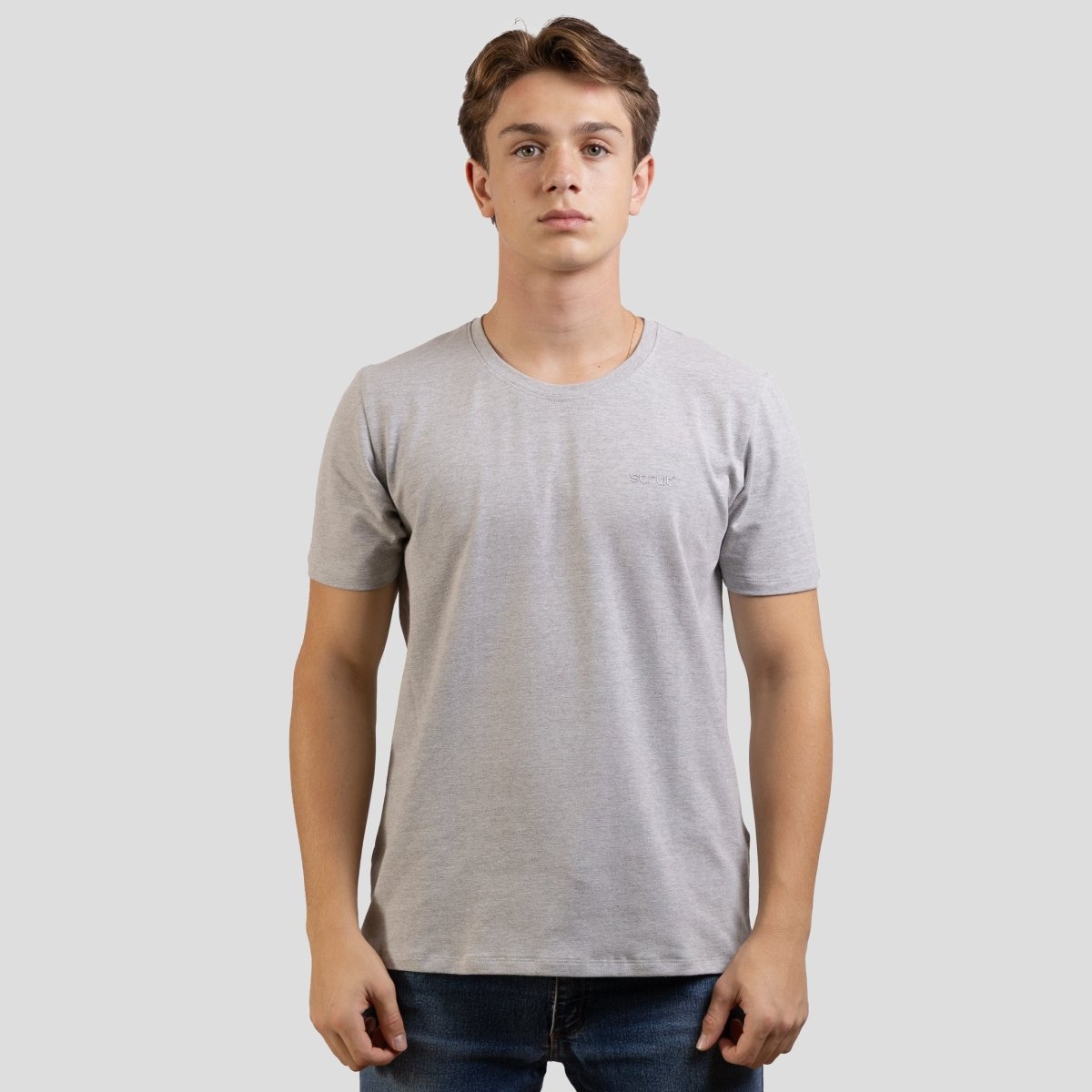 Camiseta Gola Careca Strut Basica Lisa Cinza Mescla - Strut