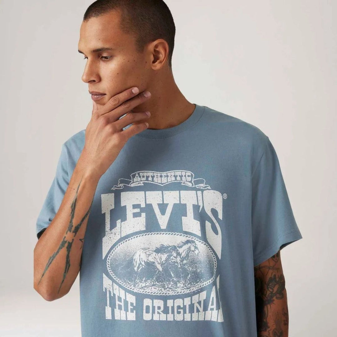 Camiseta Levis® Relaxed Fit Azul Manga Curta - Strut