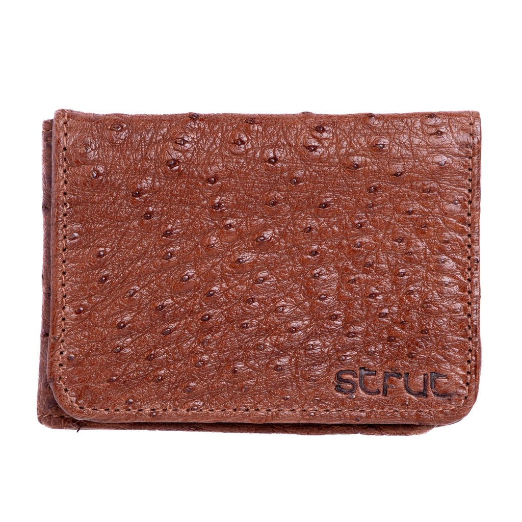Carteira Masculina Em Couro De Avestruz Legitimo Strut Caramelo - Strut