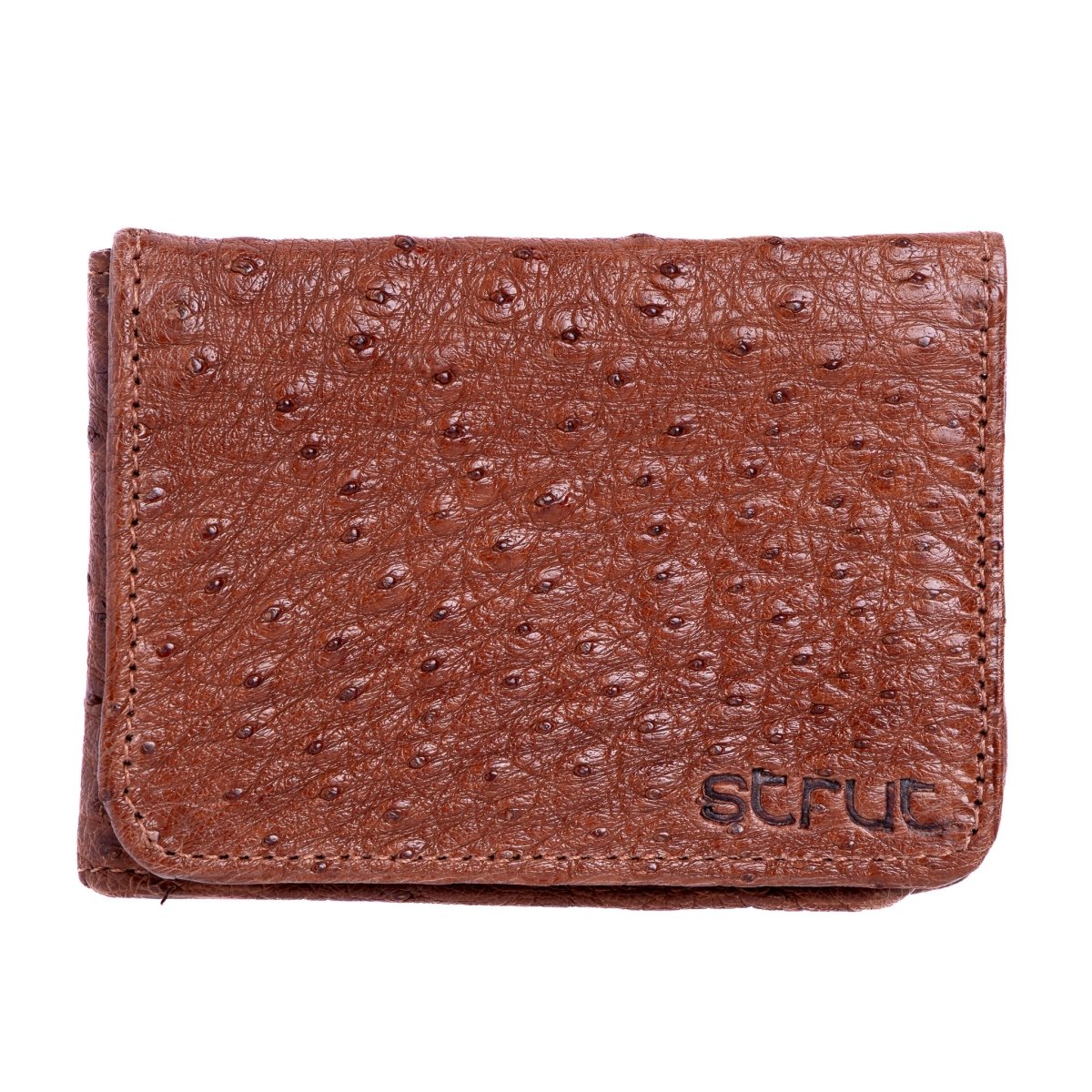 Carteira Masculina Em Couro De Avestruz Legitimo Strut Caramelo - Strut