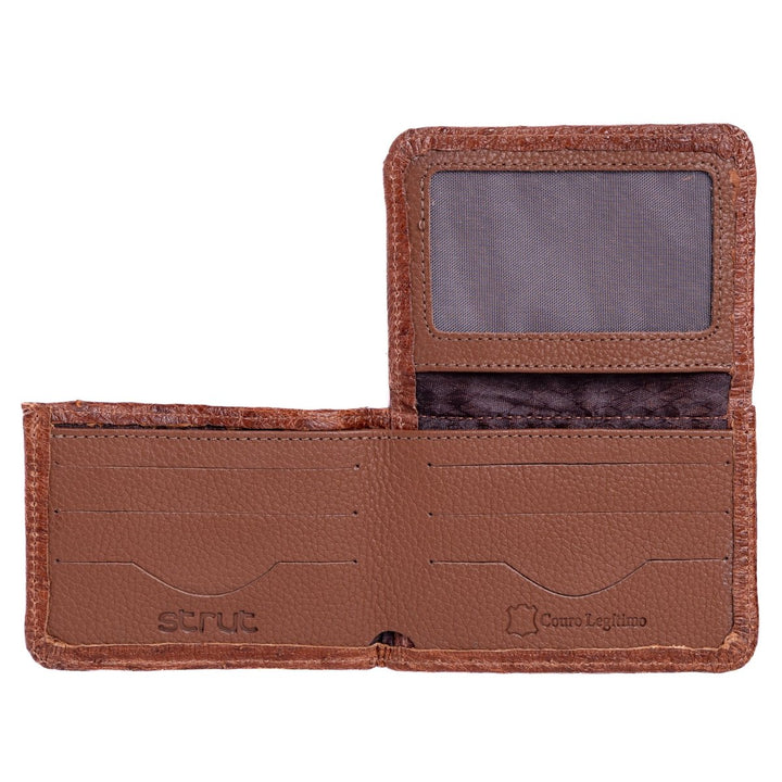 Carteira Masculina Em Couro De Avestruz Legitimo Strut Caramelo - Strut