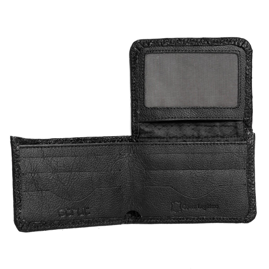 Carteira Masculina Em Couro De Avestruz Legitimo Strut Preto - Strut