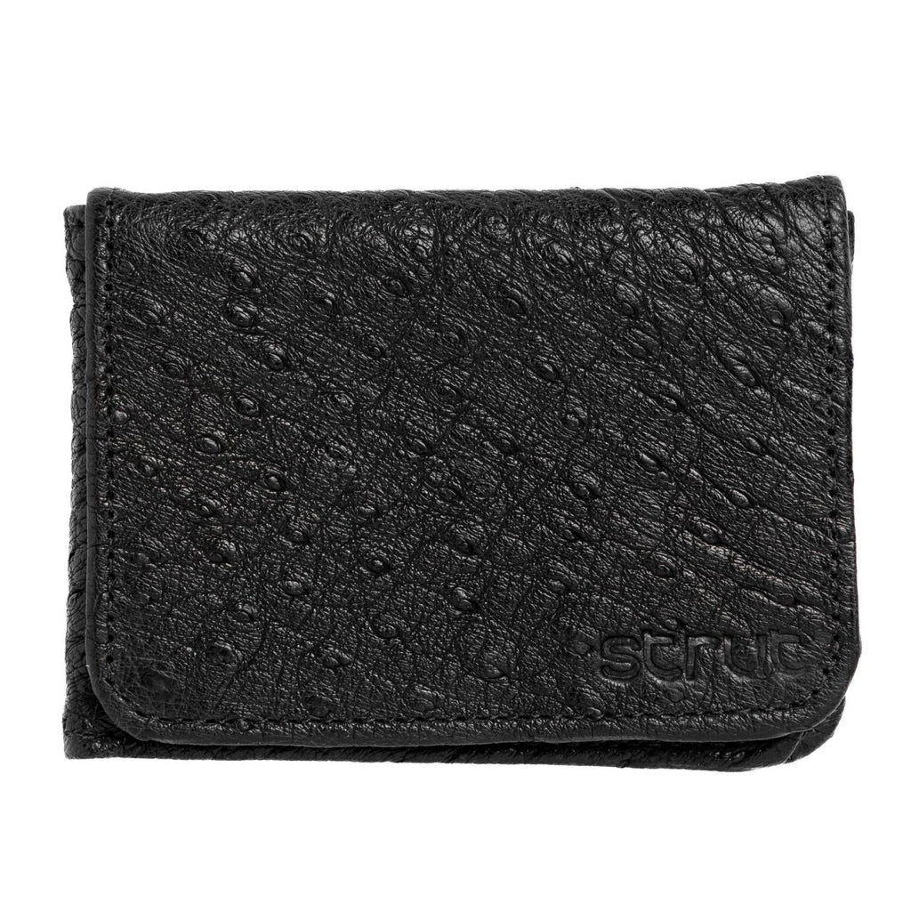 Carteira Masculina Em Couro De Avestruz Legitimo Strut Preto - Strut