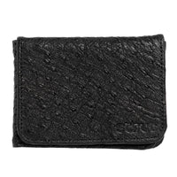 Carteira Masculina Em Couro De Avestruz Legitimo Strut Preto - Strut