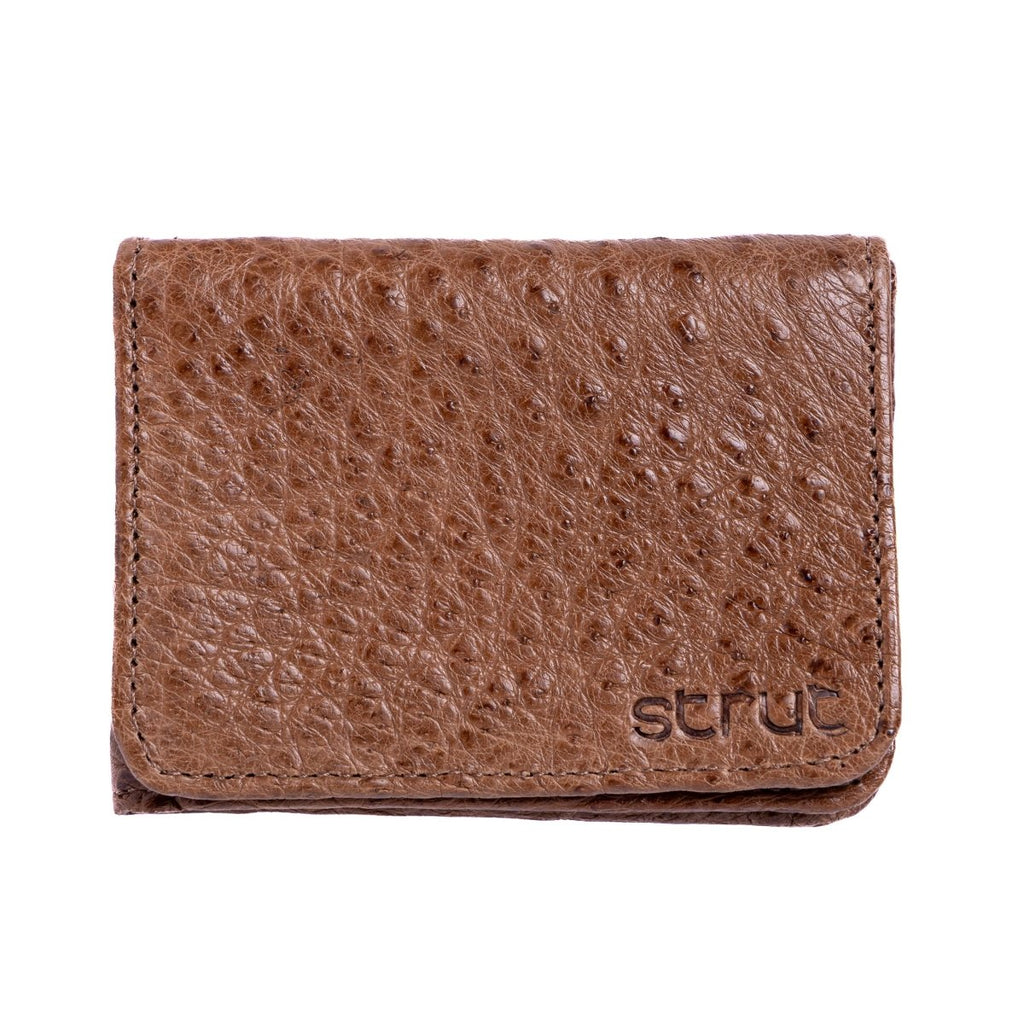 Carteira Masculina Em Couro De Avestruz Legitimo Strut Tabaco - Strut