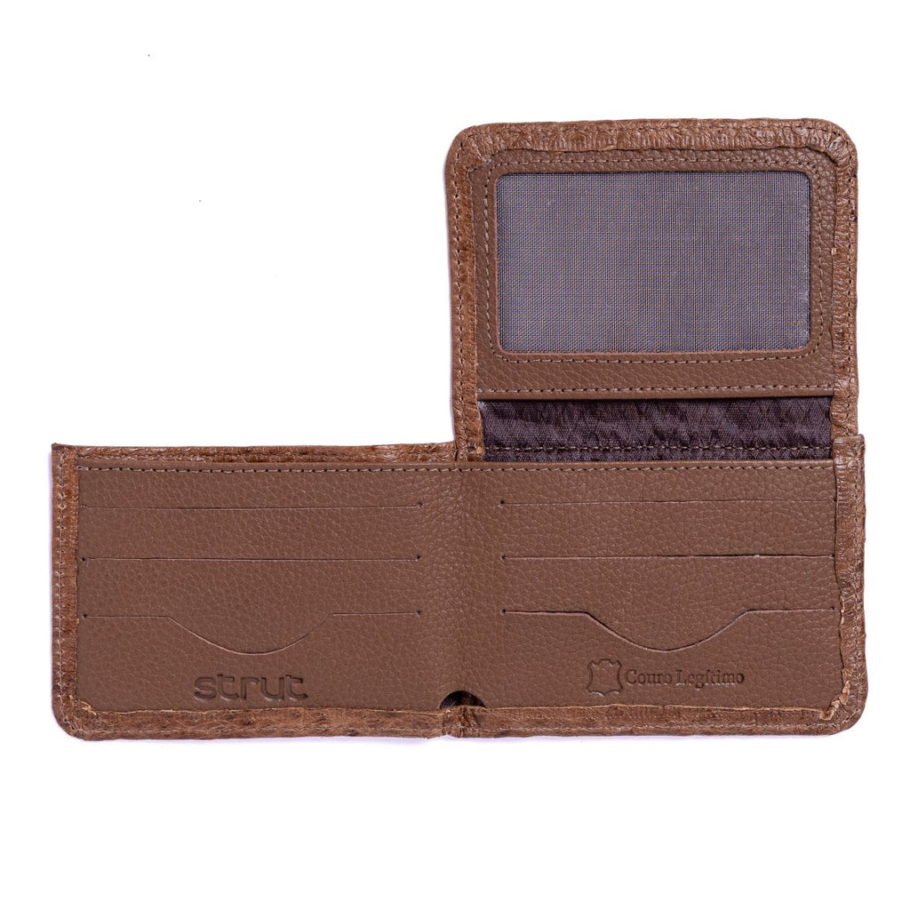 Carteira Masculina Em Couro De Avestruz Legitimo Strut Tabaco - Strut