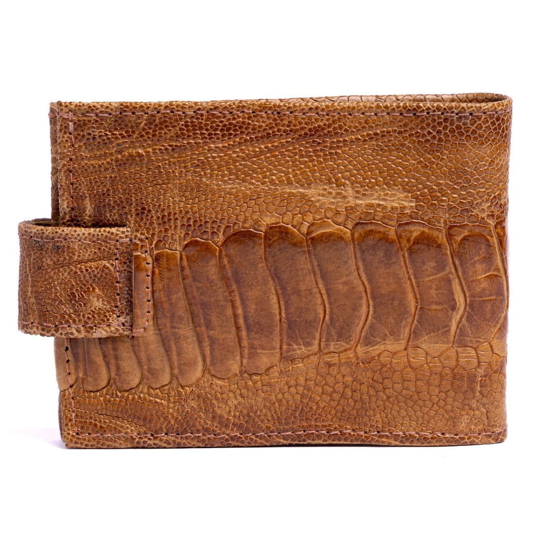 Carteira Masculina em Couro de Canela de Avestruz com Fecho - Chestnut - Strut