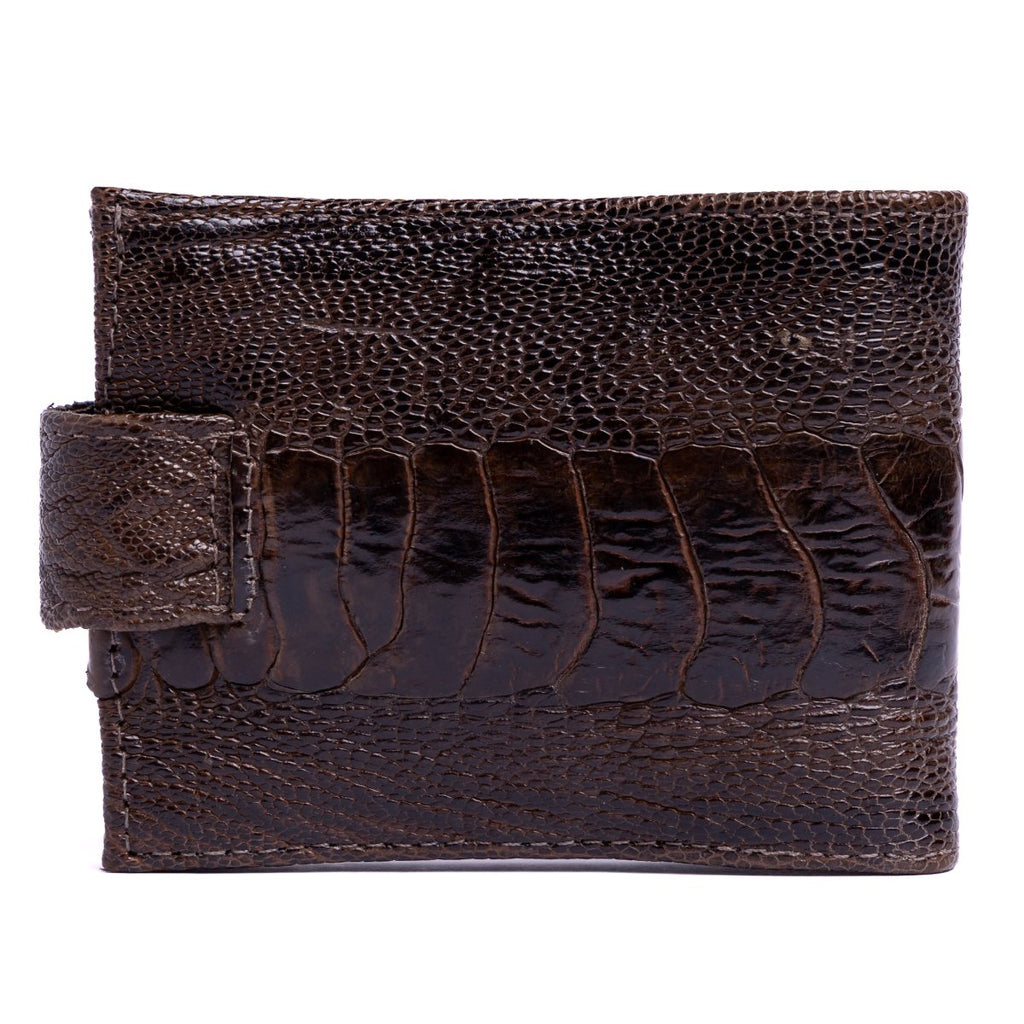 Carteira Masculina em Couro de Canela de Avestruz com Fecho - Tabaco - Strut