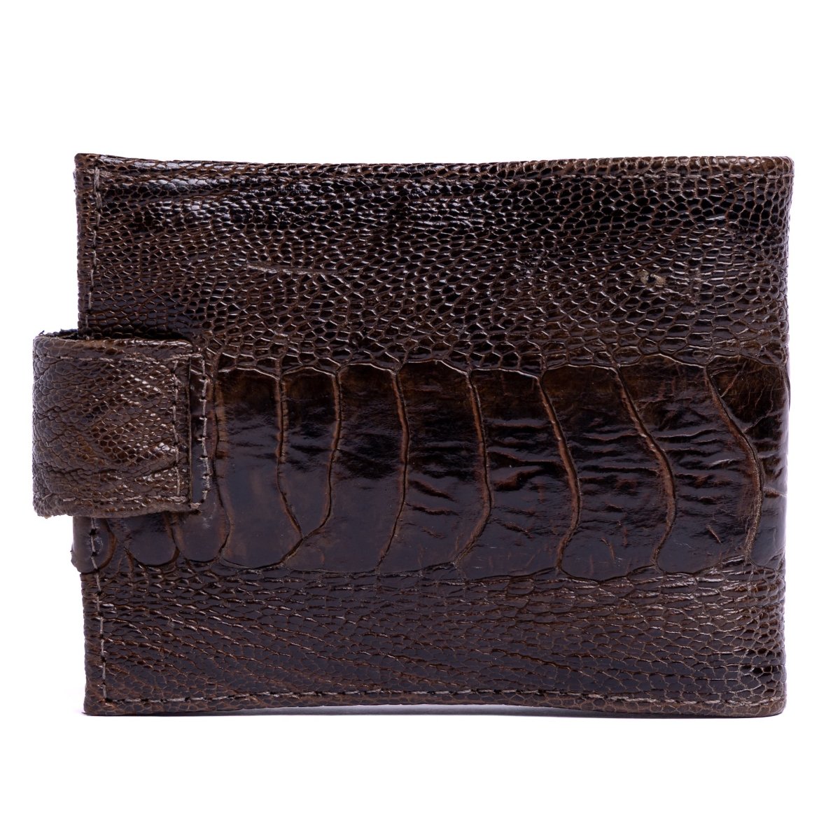 Carteira Masculina em Couro de Canela de Avestruz com Fecho - Tabaco - Strut