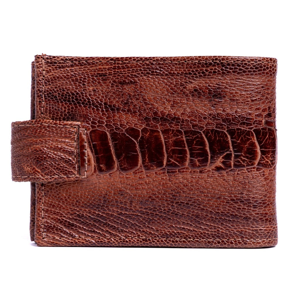 Carteira Masculina em Couro de Canela de Avestruz com Fecho - Whisky - Strut