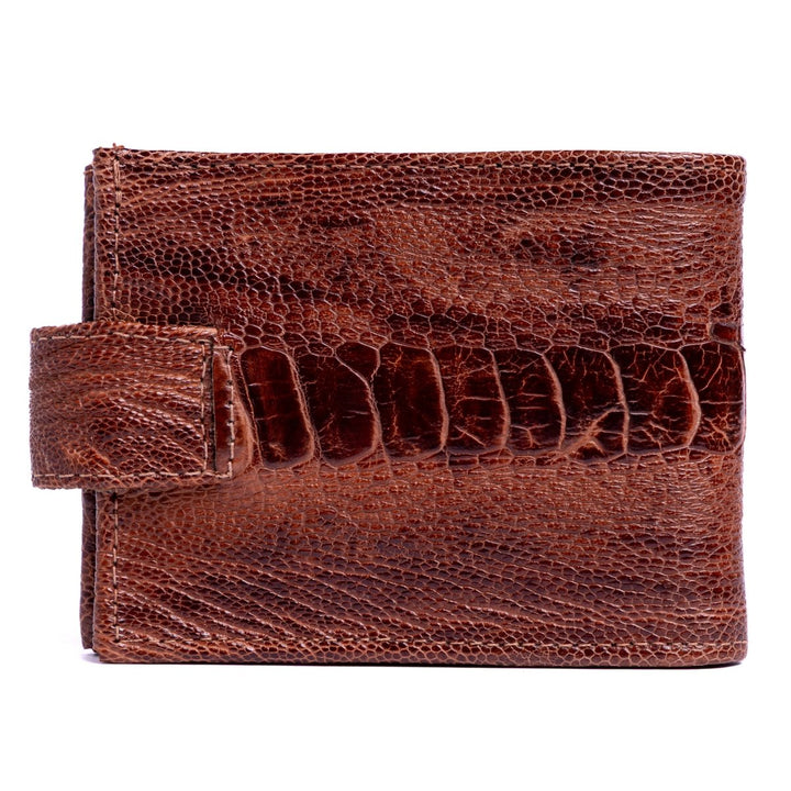 Carteira Masculina em Couro de Canela de Avestruz com Fecho - Whisky - Strut