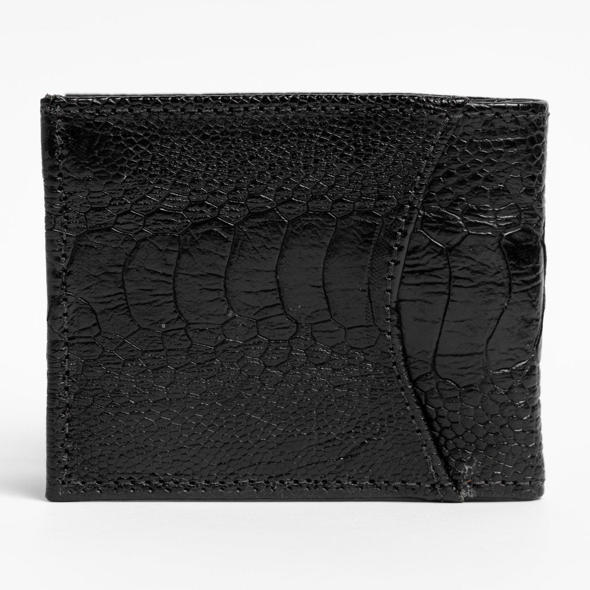 Carteira Masculina em Couro de Canela de Avestruz Preto - Strut