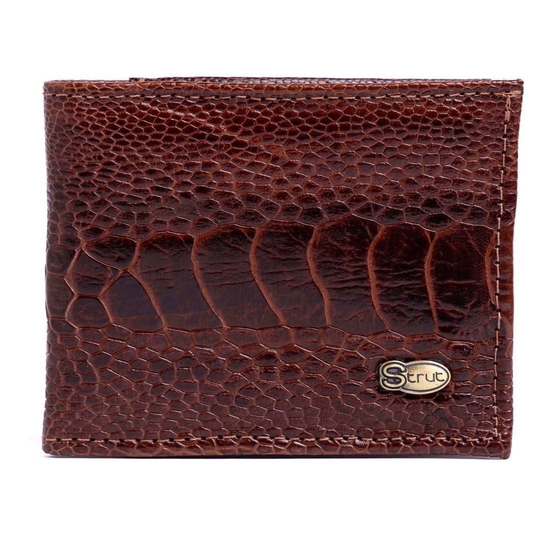 Carteira Masculina em Couro de Canela de Avestruz Whisky - Strut
