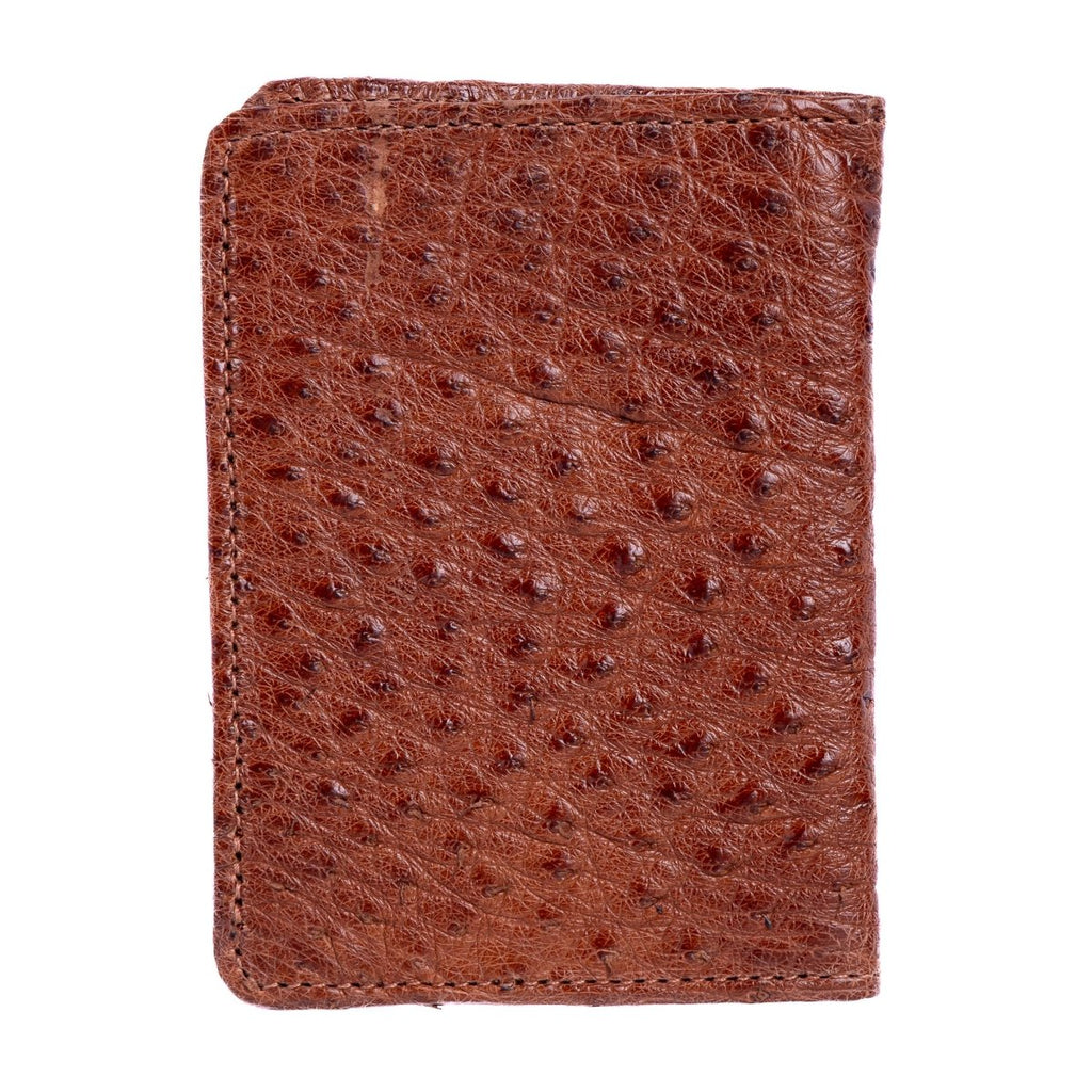 Carteira Porta Cartão Vertical Couro Avestruz Legitimo Strut Caramelo - Strut