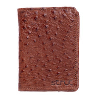 Carteira Porta Cartão Vertical Couro Avestruz Legitimo Strut Caramelo - Strut