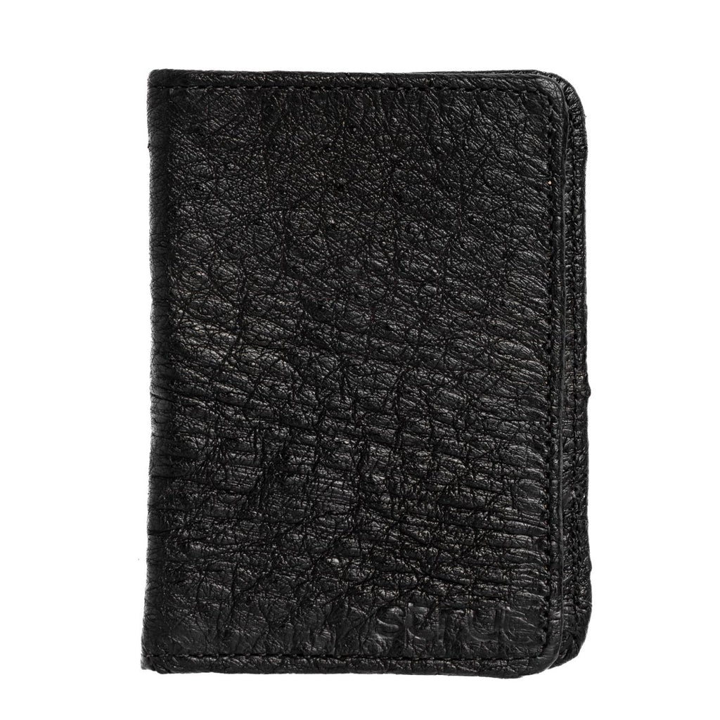 Carteira Porta Cartão Vertical Couro Avestruz Legitimo Strut Preto - Strut