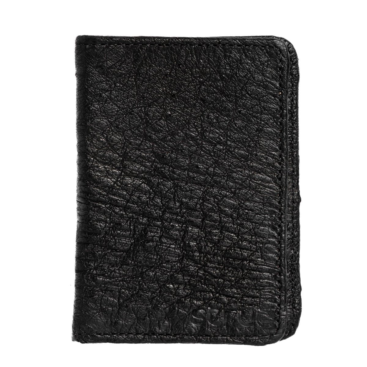 Carteira Porta Cartão Vertical Couro Avestruz Legitimo Strut Preto - Strut