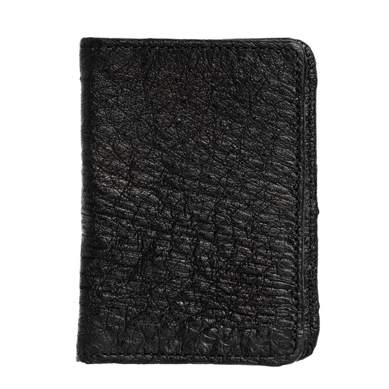 Carteira Porta Cartão Vertical Couro Avestruz Legitimo Strut Preto - Strut