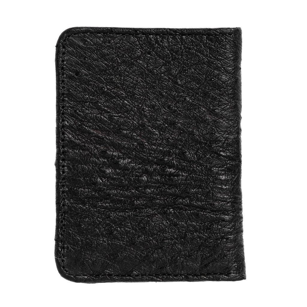 Carteira Porta Cartão Vertical Couro Avestruz Legitimo Strut Preto - Strut