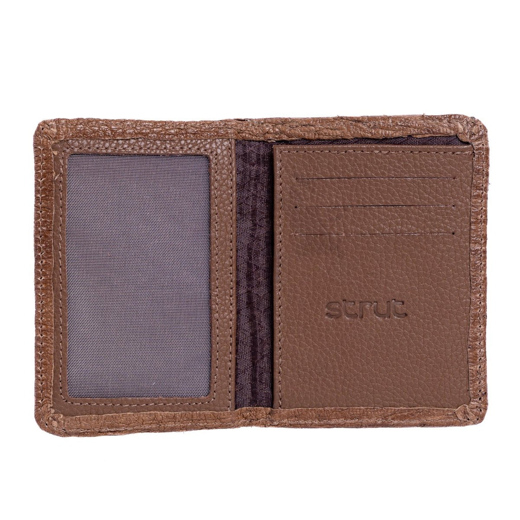 Carteira Porta Cartão Vertical Couro Avestruz Legitimo Strut Tabaco - Strut