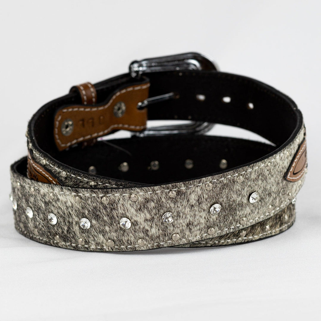 Cinto com Strass em Couro Bovino Entalhado Adoniro´s Caramelo - Strut