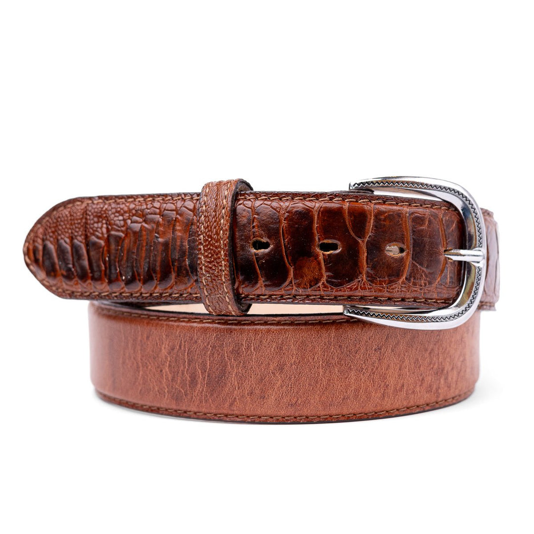 Cinto Masculino Ponteira em Canela de Avestruz Caramelo - Strut