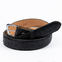 Cinto Strut Masculino em Couro de Avestruz Cheio Preto - Strut