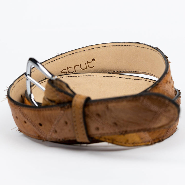 Cinto Strut Masculino em Manta de Couro de Avestruz Chestnut - Strut